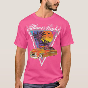 T-shirt Hot Summer Nights 80s Tropical Vintage Retro Plomb