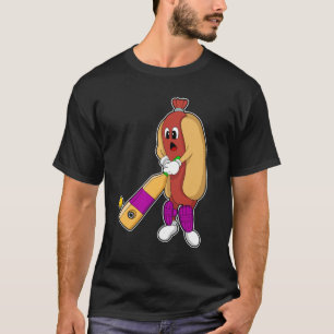 T-shirt Hotdog au cricket avec batte de cricket