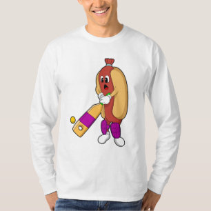 T-shirt Hotdog au cricket avec batte de cricket