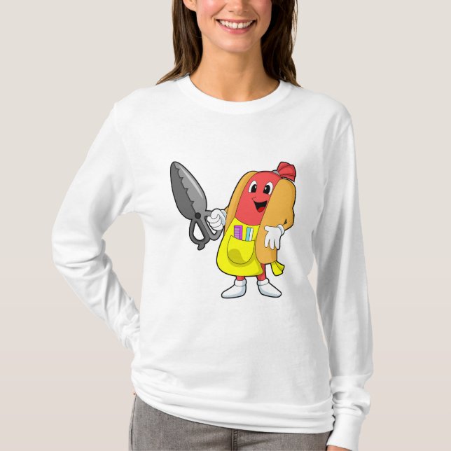 T-shirt Hotdog comme coiffeur avec ciseaux (Devant)