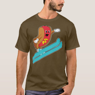 T-shirt Hotdog Comme Saut À Ski Avec Ski