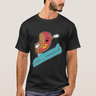 T-shirt Hotdog comme sauteur de ski avec Ski.PNG
