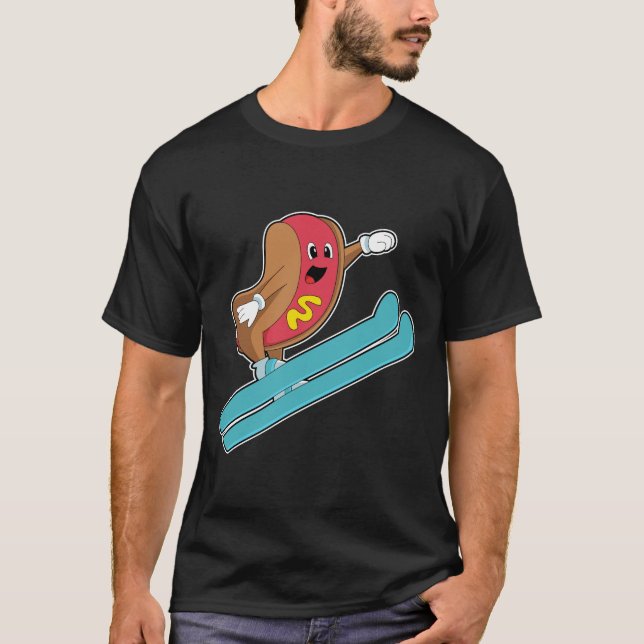 T-shirt Hotdog comme sauteur de ski avec Ski.PNG (Devant)