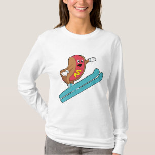 T-shirt Hotdog comme sauteur de ski avec Ski.PNG