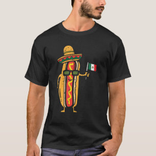 T-shirt Hotdog Drapeau Mexicain Drôle Cinco De Mayo Nourri