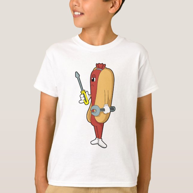 T-shirt Hotdog en mécanique avec outil (Devant)