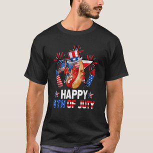 T-shirt Hotdog Fireworks Drapeau américain Happy 4 juillet