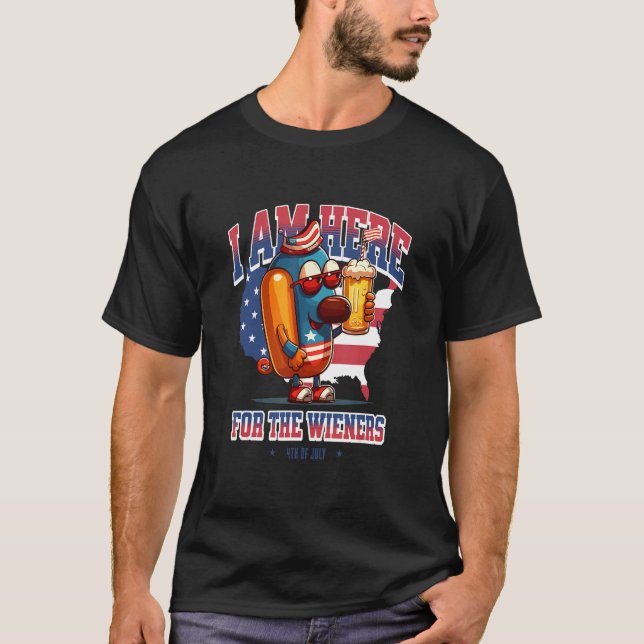 T-shirt Hotdog Funny Wiener 4th of July Patriotic (Devant)