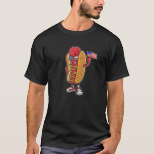T-shirt Hotdog Sunglasses American Flag Usa 4th Of July F