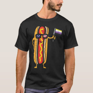 T-shirt Hotdog Us Drapeau Lunettes de soleil Non binaire E