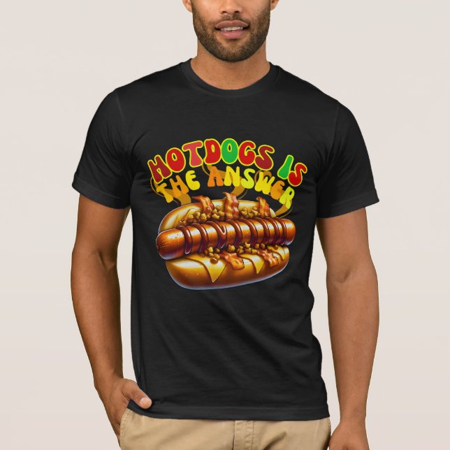 T-shirt hotdogs est la réponse (Devant)