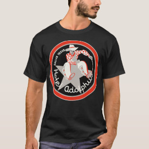 T-shirt Hôtel défunt Adolplus Dallas Texas Étiquette de ba