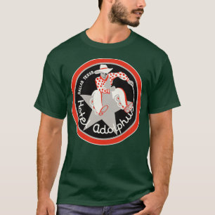 T-shirt Hôtel défunt Adolplus Dallas Texas Étiquette de ba