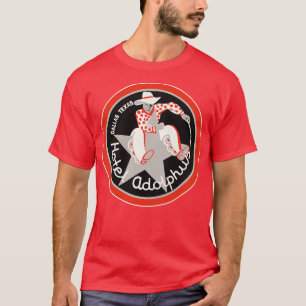 T-shirt Hôtel défunt Adolplus Dallas Texas Étiquette de ba