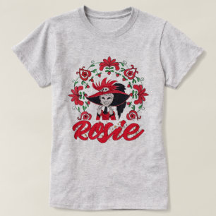 T-shirt Hôtel Hazbin Rosie avec cadre de fleurs rouges