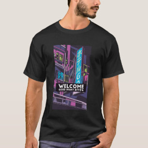 T-shirt Hôtel néo Vaporwave Bienvenue Bonne nuit