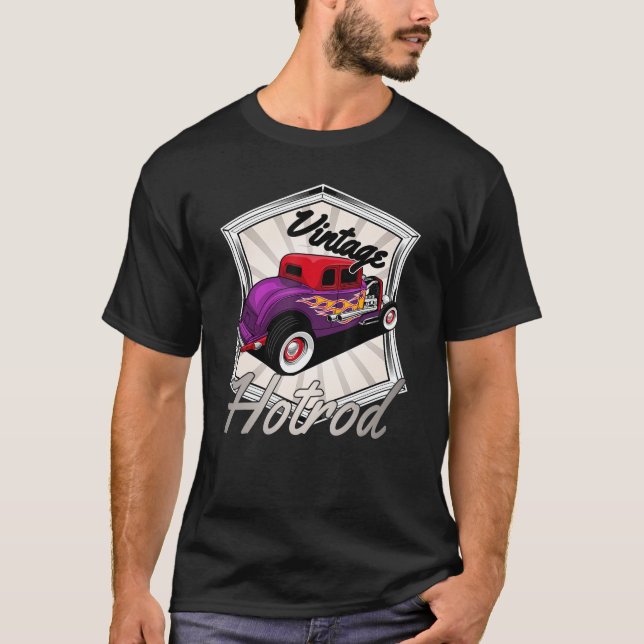 T-shirt Hotrod Rétro, Amateurs De Voitures Personnalisées, (Devant)