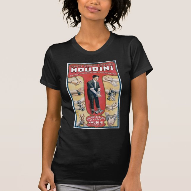 T-shirt Houdini ~ Artiste d'évasion de menottes Vintages (Devant)