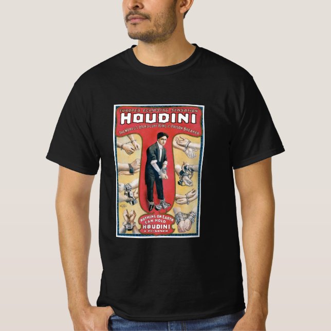 T-shirt Houdini ~ Vintage Artiste d'évasion de menottes (Devant)