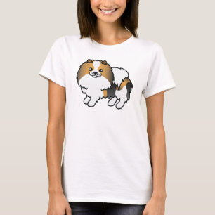 T-shirt Hound Tricolor Pomeranian mignon chien de dessin
