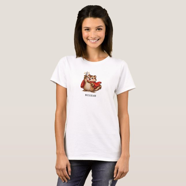 T-shirt Hourra! Charmant Écureuil avec Épée Drôle (Devant entier)