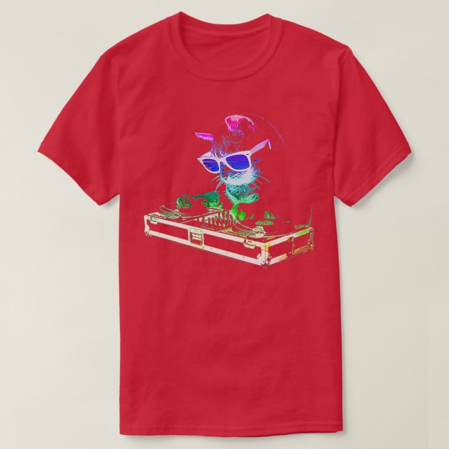 T-shirt HOUSE CAT (Rainbow DJ Cat Kitty) Premium  (Design devant)