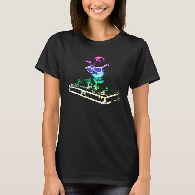 T-shirt HOUSE CAT Rainbow DJ Kitty (Devant)
