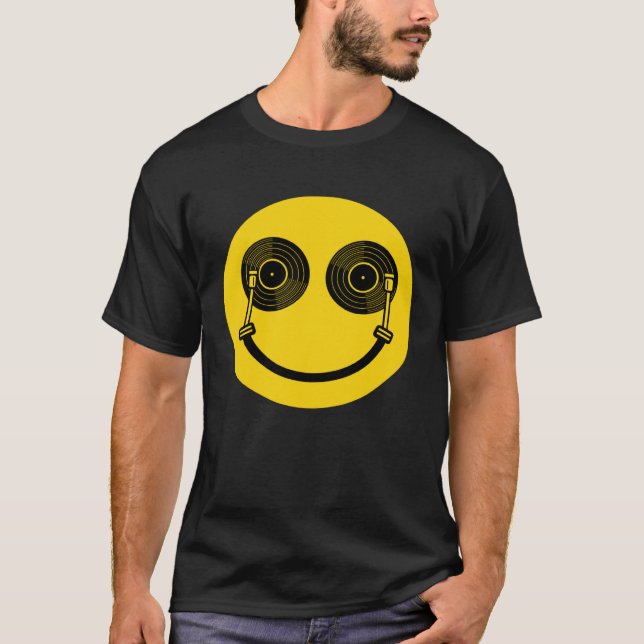 T-shirt House Music Dance Music DJ Turntable Shaped Smile (Devant)