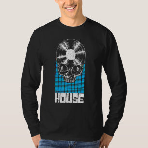 T-shirt House Music Dj Vinyl Record Music Equalizer Skul
