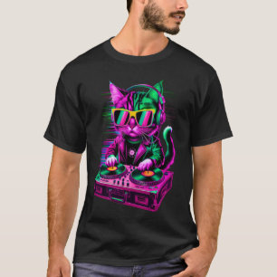 T-shirt House Music Festival Cat DJ Techno Rave EDM Kitty