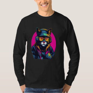 T-shirt House Music Lover Cyberpunk Cat DJ Music Festival