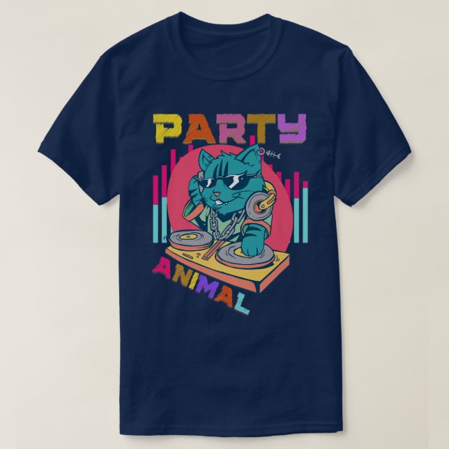 T-shirt House Music Rave Cat Party Animal Kitty Dj Youth C (Design devant)