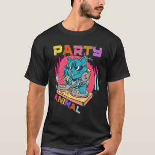 T-shirt House Music Rave Cat Party Animal Kitty Dj Youth C