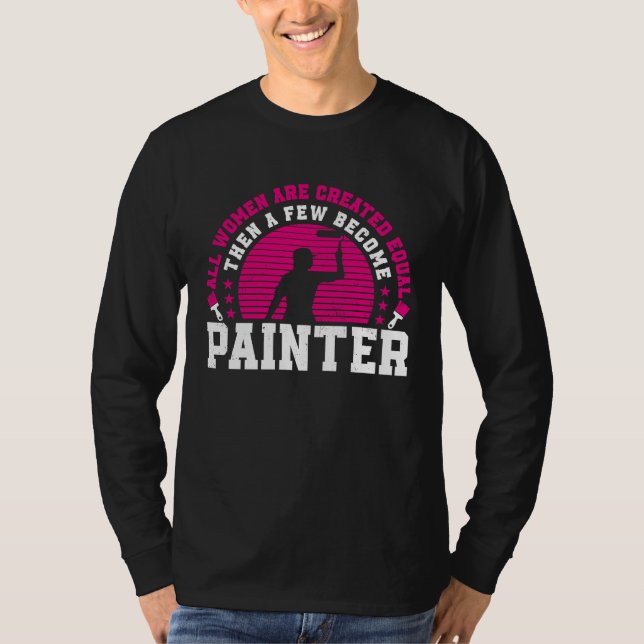 T-shirt House Painter Decorator Female Painter Girl Retro  (Devant)