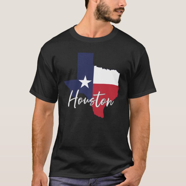 T-shirt Houston, Texas Drapeau Carte Hommes (Devant)