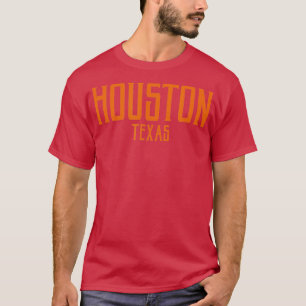 T-shirt Houston Texas TX Vintage Text Orange Print