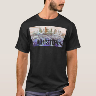 T-shirt Houston Texas Vaporwave Trippy Downtown City Skyli