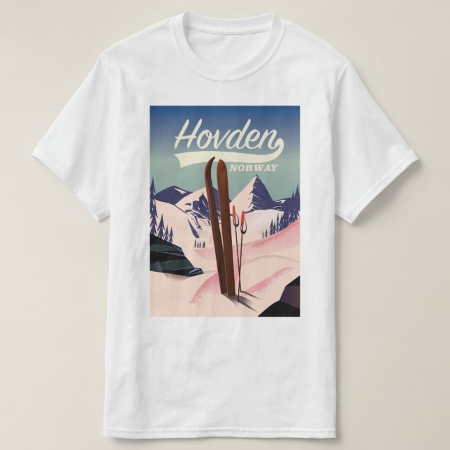 T-shirt Hovden Norvège poster de voyage de ski. (Design devant)