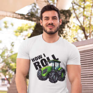 T-shirt "How I Roll" avec tracteur Green Farm