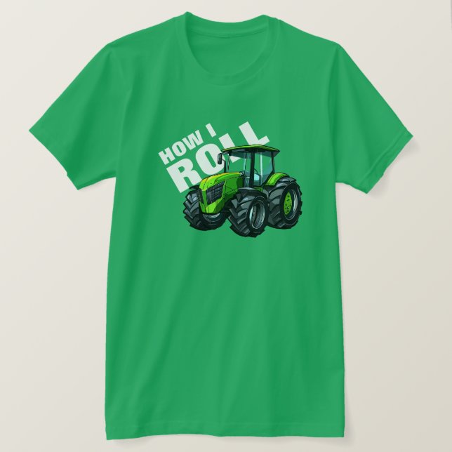 T-shirt "How I Roll" avec tracteur Green Farm (Design devant)