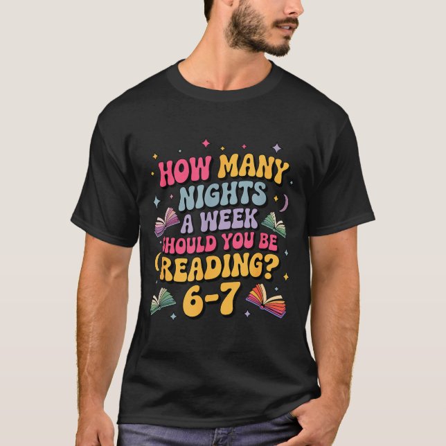 T-shirt How Many Nights Reading 67 Meme Six Seven Teacher  (Devant)