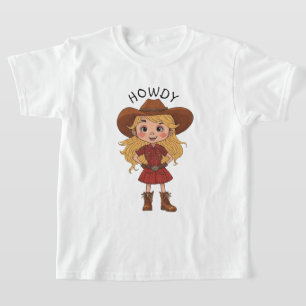 T-shirt Howdy Cartoon Cowgirl Country Cowboy Casquette Kid