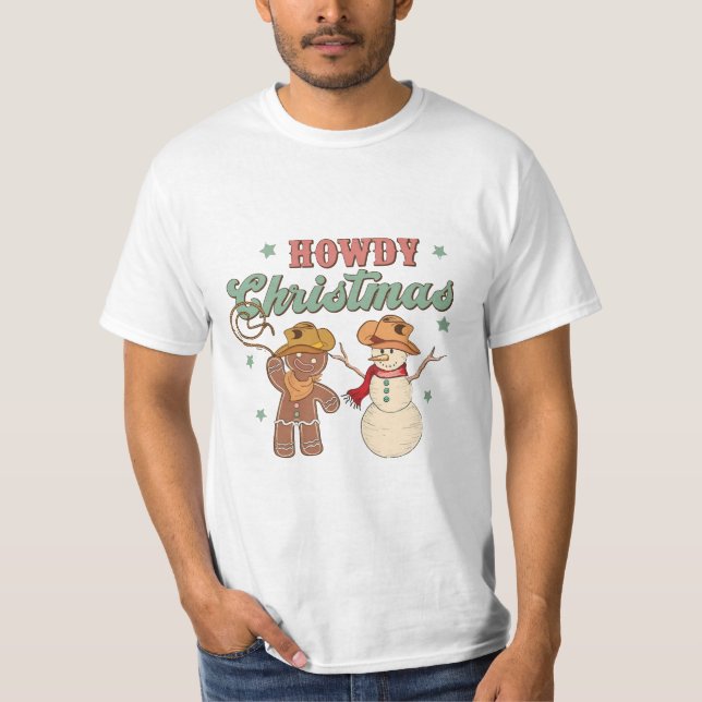 T-shirt Howdy Christmas Cowboy Snowman Western Funny (Devant)