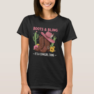 T-shirt Howdy Country Rodeo Girl Western Boots & Bling