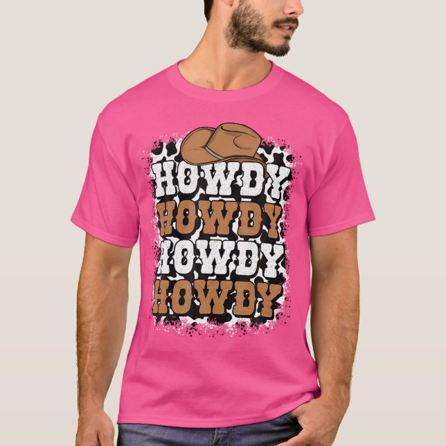 T-shirt Howdy Cow Imprimer Western Country Cowgirl Cowboy  (Devant)