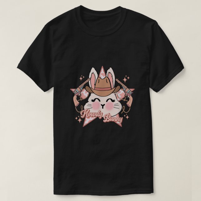 T-shirt Howdy Cowboy Bunny Western Pâques Jour Rétro Homme (Design devant)