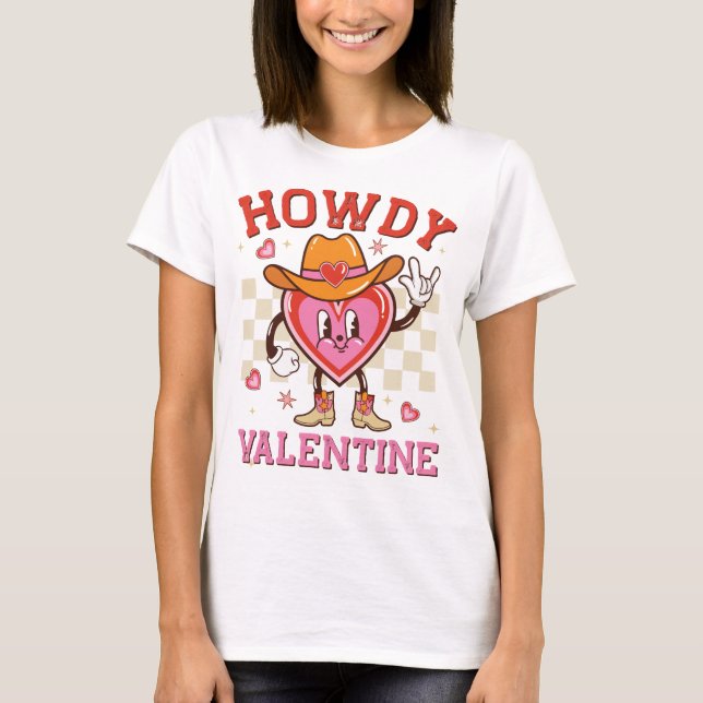 T-shirt Howdy Cowboy Heart Valentine Graphic (Devant)