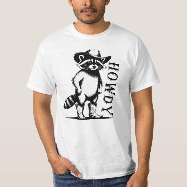 T-shirt Howdy, Funny Western Raccoon (Devant)