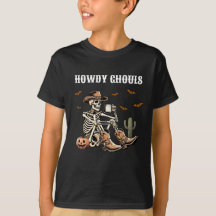 T-shirt Howdy Ghouls Cowboy Skeleton Kids