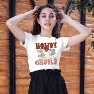 T-shirt Howdy Ghouls Retro Funny Halloween Cowboy Ghost
